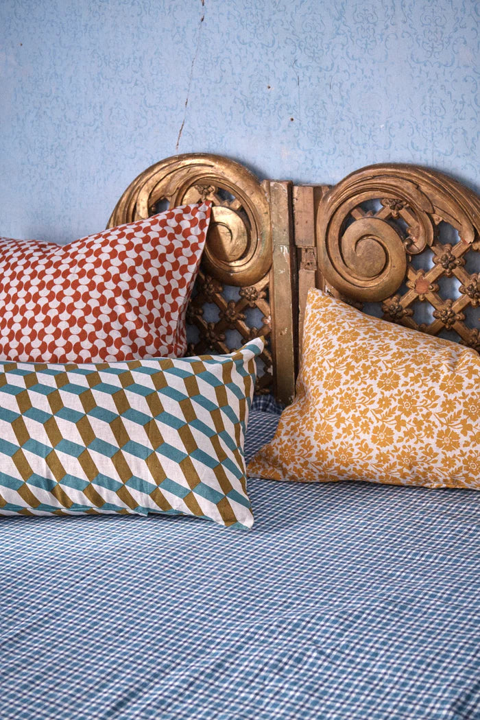 Society of Wanderers - Cefalù Check Fitted Sheet - Queen