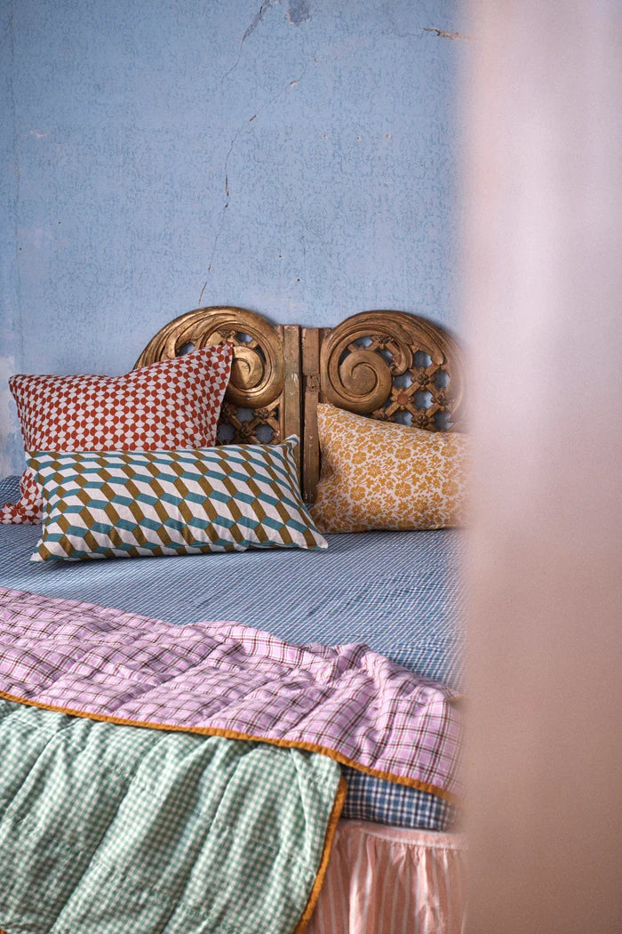 Society of Wanderers - Cefalù Check Fitted Sheet - Queen
