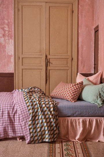 Society of Wanderers - Cefalù Check Fitted Sheet - Queen