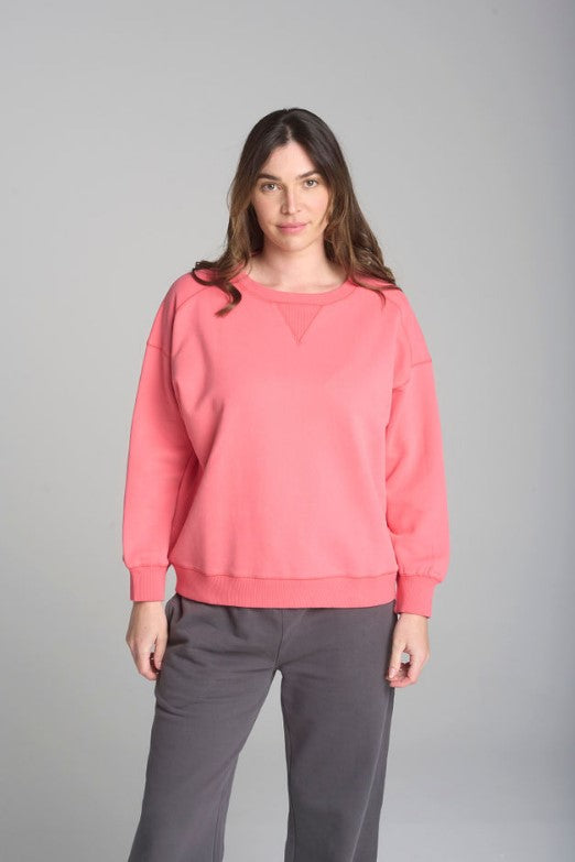 Cloth + Paper + Scissors - Oversized Panel Sweater - Coral