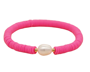 Pop Design - Hot Pink Heishi Pearl Bracelet