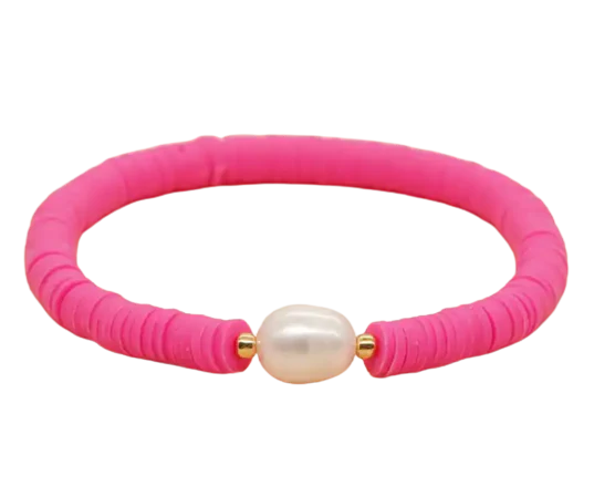 Pop Design - Hot Pink Heishi Pearl Bracelet