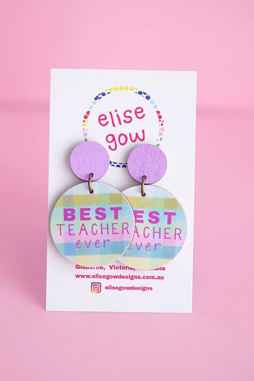 Elise Gow Designs - Best Teacher Ever Earrings - Frozen - Medium