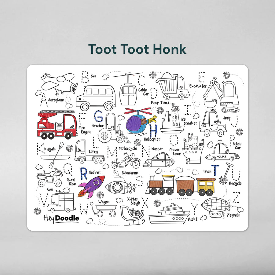 HeyDoodle - Toot Toot Honk Classic Colouring & Doodle Mat