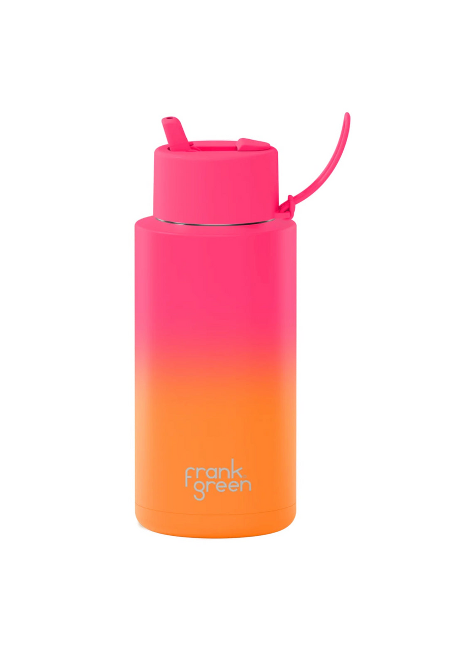 Frank Green - Stainless Steel Ceramic Bottle - Summer Sunset w/ Flip Straw Lid - 34oz