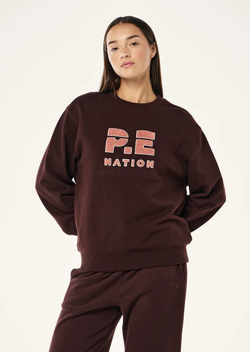 P.E Nation - Heads Up Boucle Sweat - Mahogany
