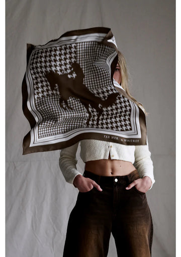 Whitney Spicer Art - Silk Bandana - Houndstooth Horse - Chocolate