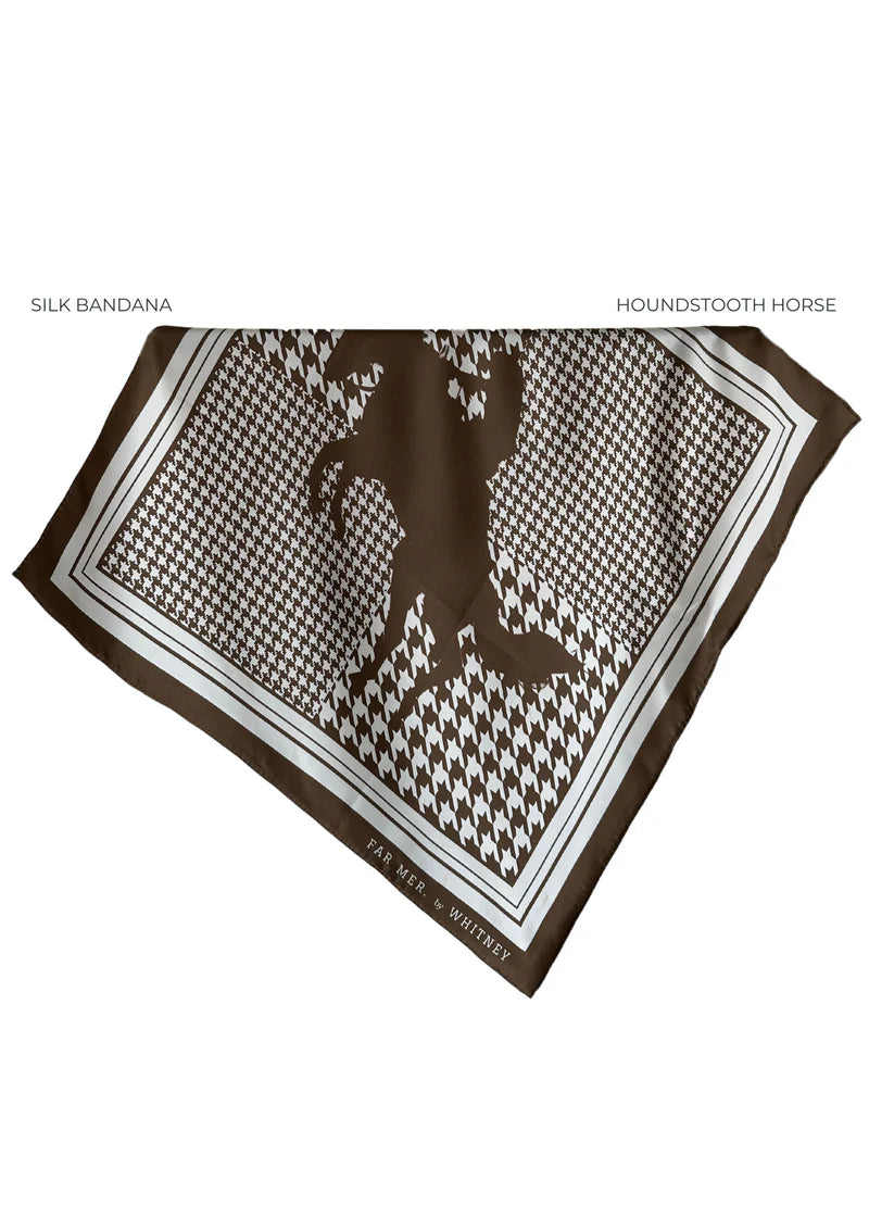 Whitney Spicer Art - Silk Bandana - Houndstooth Horse - Chocolate
