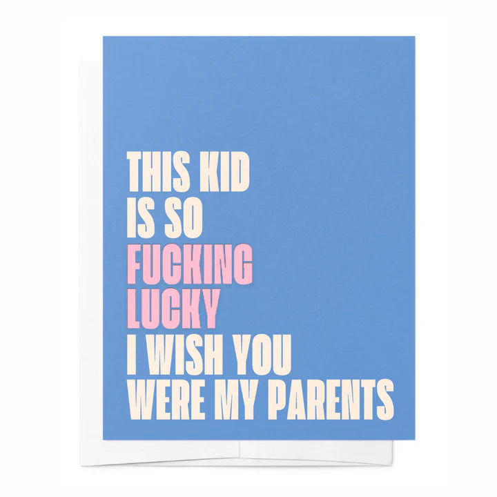Bad on Paper - Wish you were my parents - Purple & Pink Baby Shower Greeting Card