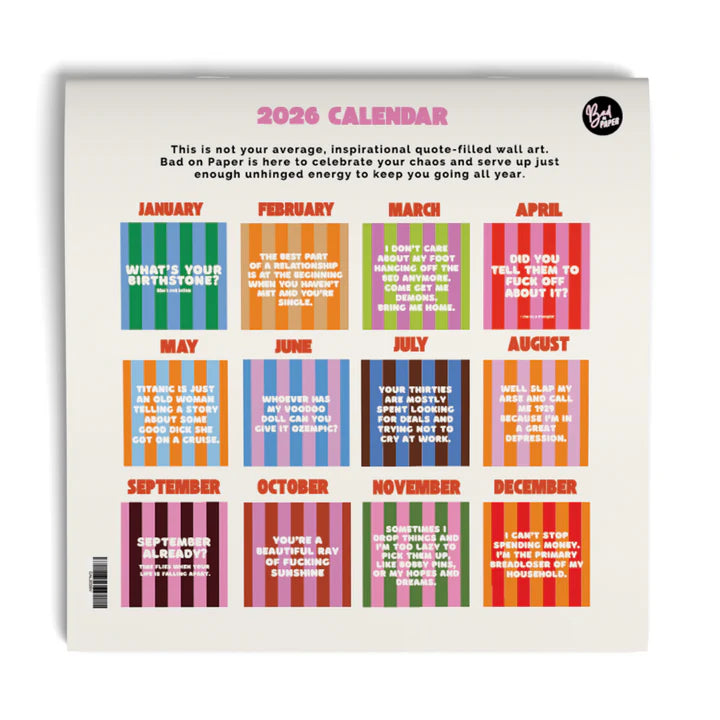 Bad on Paper - 2026 Bad on Paper Calendar (Sqaure) 21cm x 21cm