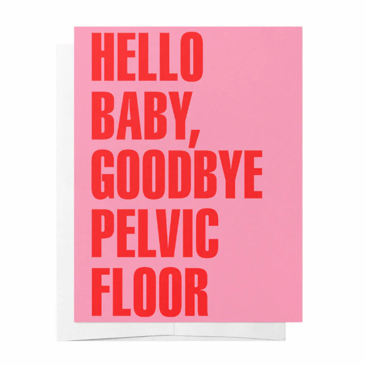 Bad on Paper - Hello Baby - Pink & Red Baby Shower Greeting Card
