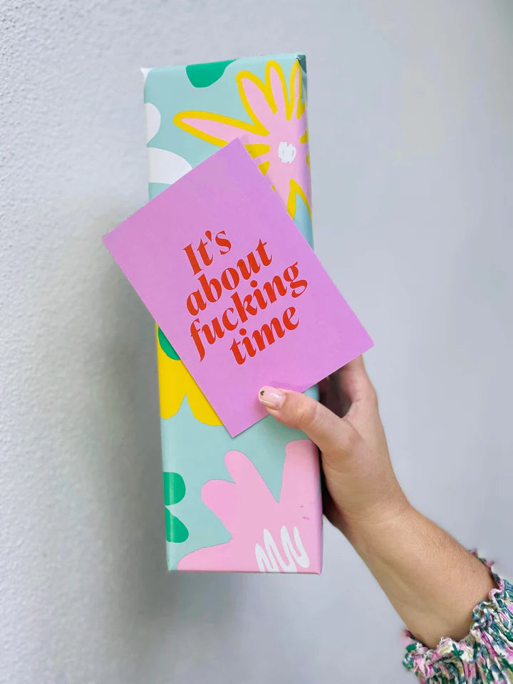 Bad on Paper - Its About Time - Pink Wedding Congrats Greeting Card
