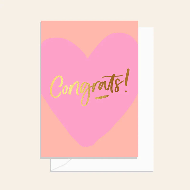 Elm Paper - Congrats Heart Card Pink