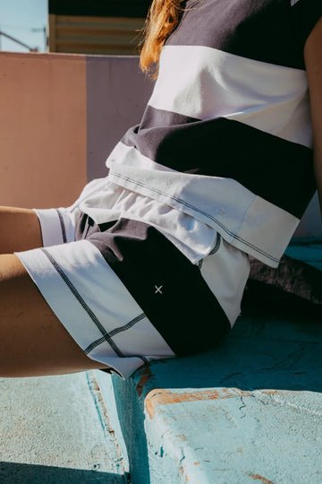 Cloth + Paper + Scissors - Stripe Shorts - White/Parisian Navy