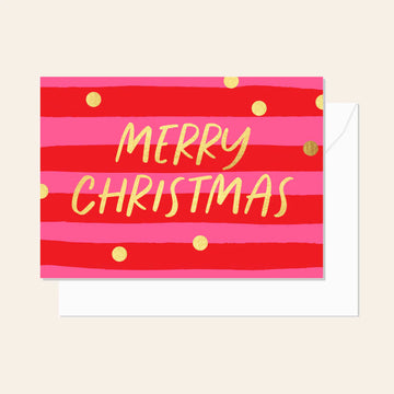 Elm Paper - Merry Christmas Stripe Neon Card
