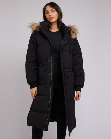 All About Eve - Active Fur Longline Puffer - Black