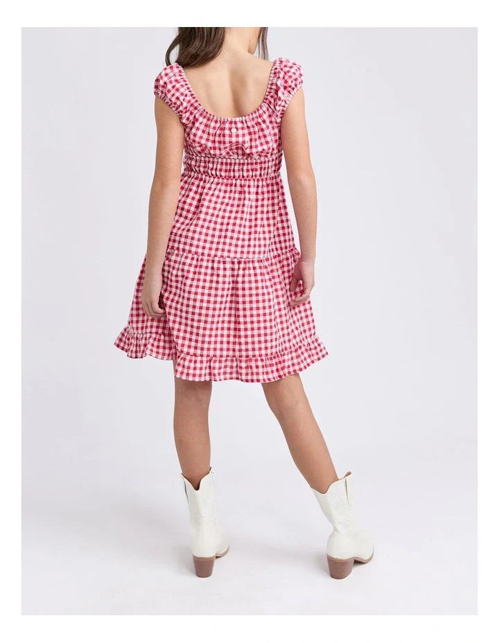 Eve Girl - Elsa Gingham Dress - Red - Kids Size 8-14