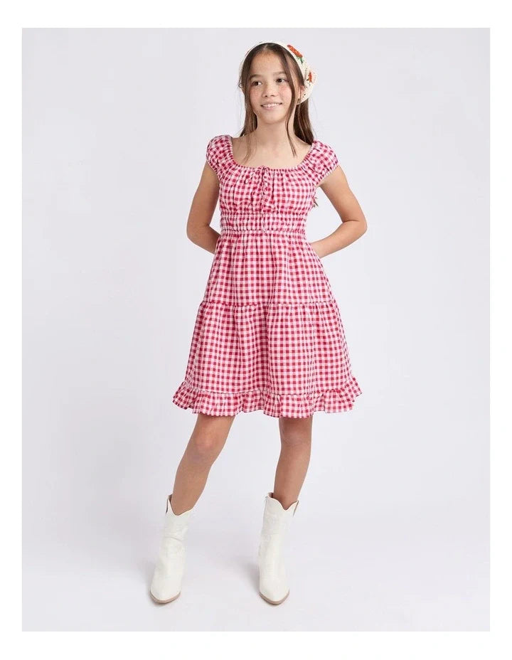 Eve Girl - Elsa Gingham Dress - Red - Kids Size 8-14