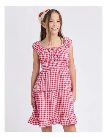 Eve Girl - Elsa Gingham Dress - Red - Kids Size 8-14