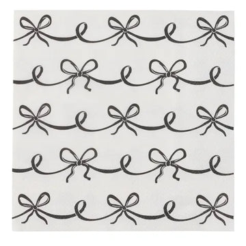 Coast to Coast - Bows 20pk 3 Ply 33cm Napkin Black/Ivory
