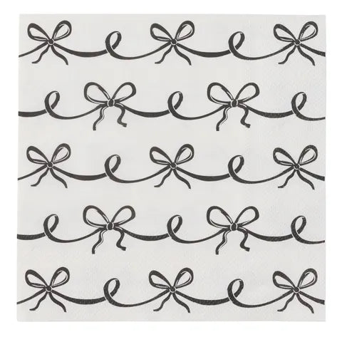 Coast to Coast - Bows 20pk 3 Ply 33cm Napkin Black/Ivory