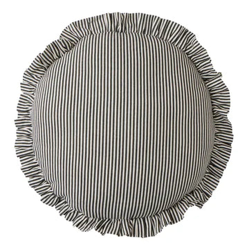 Coast to Coast - Bonny Round Cotton Cushion - 40cm Black & Ivory