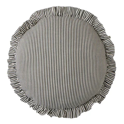 Coast to Coast - Bonny Round Cotton Cushion - 40cm Black & Ivory