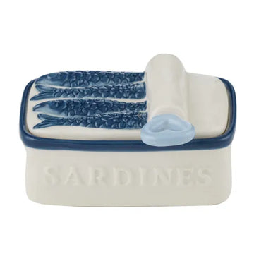 Coast to Coast - Sardine Ceramic Trinket Box 12x9x6cm Wh/Blue