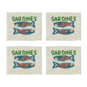 Coast to Coast - Sardines S/4 Beaded Coasters 10x12.5cm