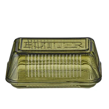 Coast To Coast Home - Lia Glass Butter Dish - 17x10x7.5cm - Green