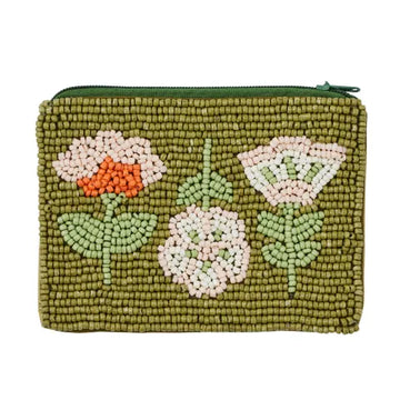 Coast To Coast Home - Freya Beaded Pouch 12x9cm - Green