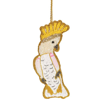 Florabelle - YELLOW CRESTED COCKATOO HANGING TREE DECORATION