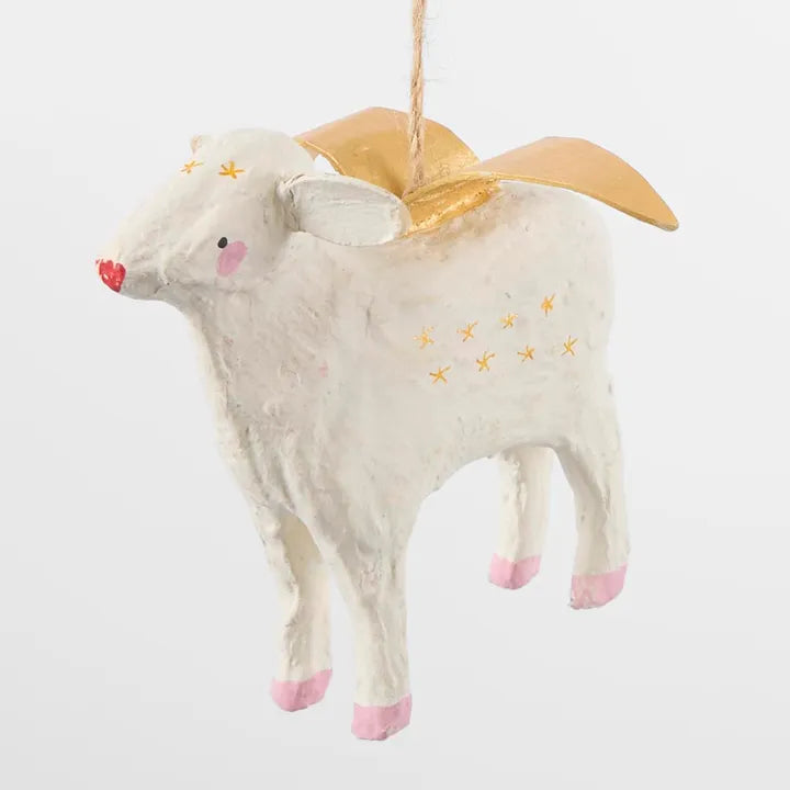 Florabelle - Mache Flying Sheep Tree Decoration