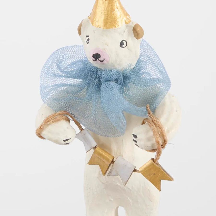 Florabelle - Mache Carnivale Bear Tree Decoration Blue