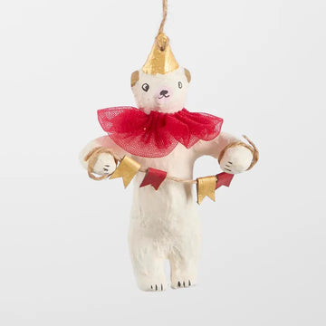 Florabelle - Mache Carnivale Bear Tree Decoration Red