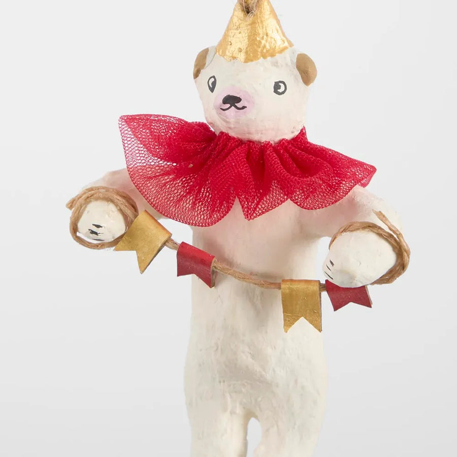 Florabelle - Mache Carnivale Bear Tree Decoration Red