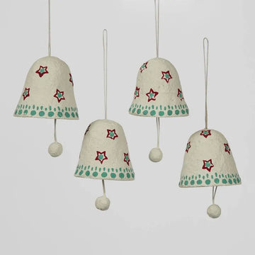 Florabelle - Mache Hanging Bell Ornament (Set of 4)