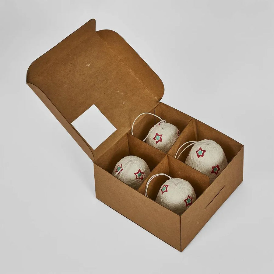 Florabelle - Mache Hanging Bell Ornament (Set of 4)