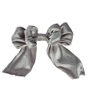 Florabelle - VELVET CLIP ON BOW SILVER