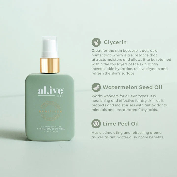 Al.ive Body - Hand & Surface Sanitiser Spray - Watermelon & Lime