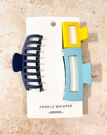 Angels Whisper - Renee Claw Clips 3 PCS Set - Blue/Yellow