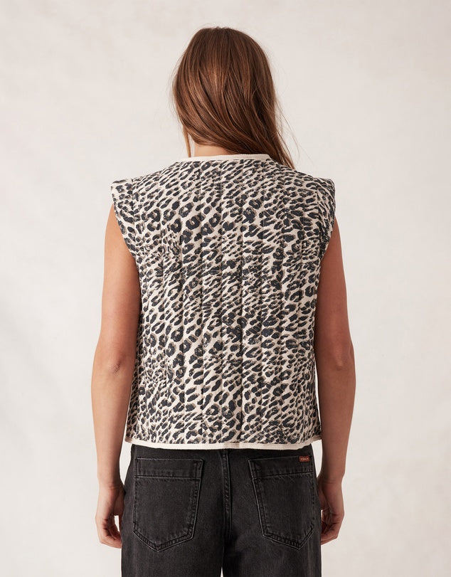 Ceres Life - Tie Quilted Vest - Leopard