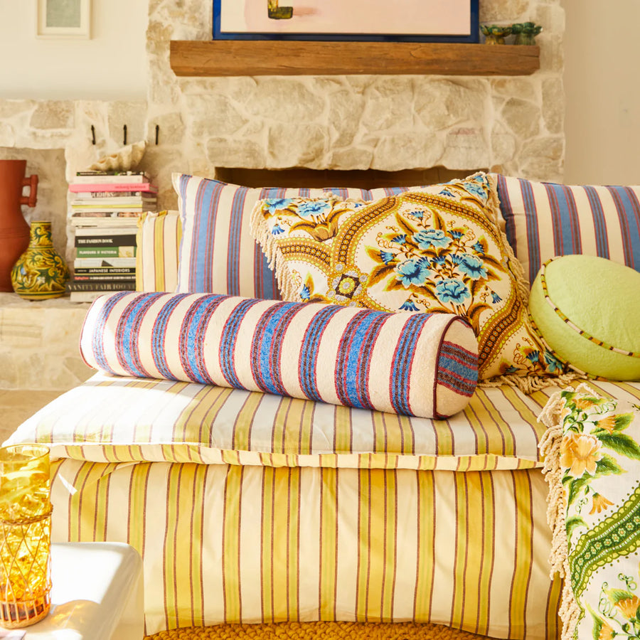 Sage & Clare - Selene Woven Bolster Cushion - Azure