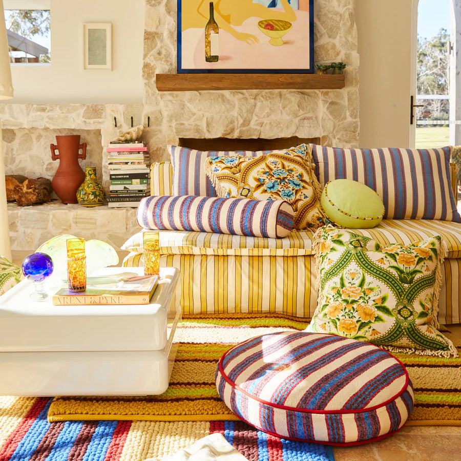 Sage & Clare - Selene Woven Bolster Cushion - Azure