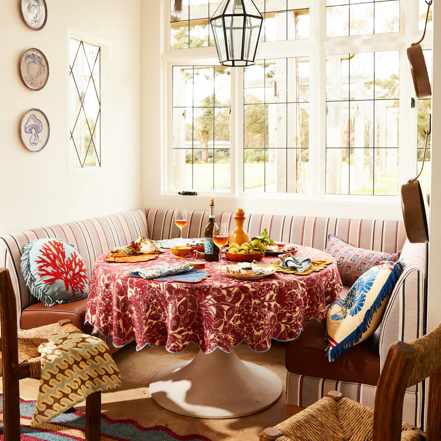Sage & Clare - Lucia Round Table Cloth - Crimson
