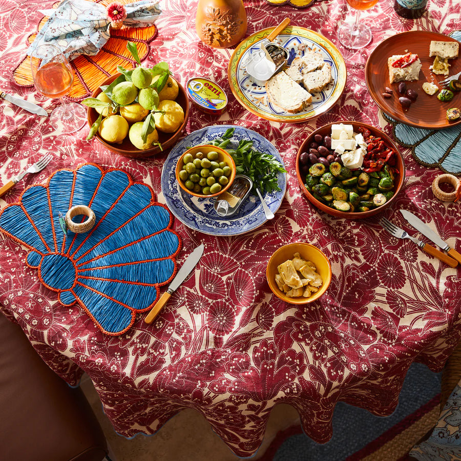 Sage & Clare - Lucia Round Table Cloth - Crimson