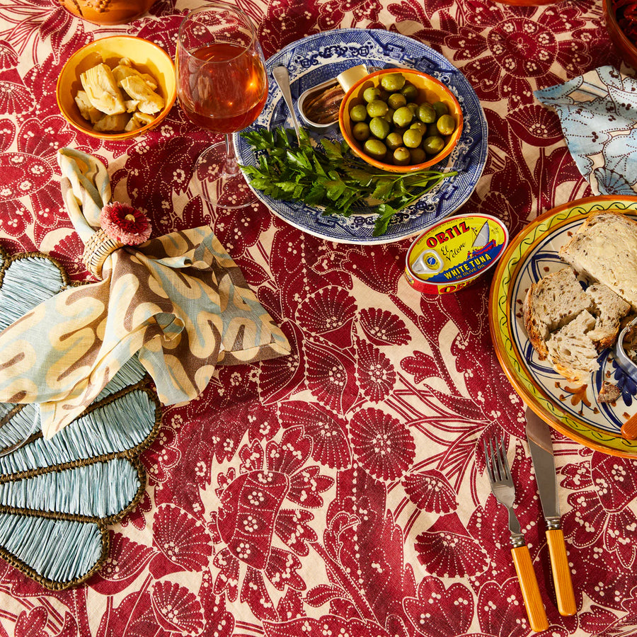 Sage & Clare - Lucia Round Table Cloth - Crimson