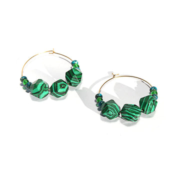 Kingston Jewellery - Malachite Large Hoops