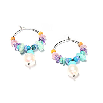Kingston Jewellery - Rainbow Pearl Hoops