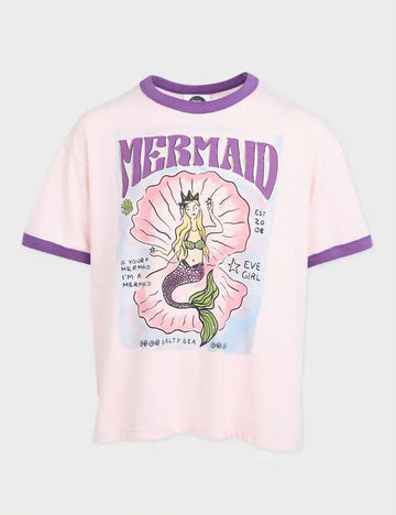 Eve Girl - Mermaid Ringer tee - Pink - Kids Size 3-7